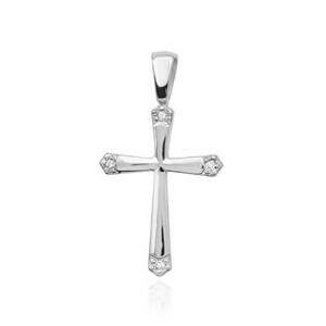 NUBIS® Diamantový přívěšek křížek, bílé zlato a brilianty - K-001-WG