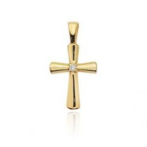NUBIS® Diamantový přívěšek křížek, žluté zlato a briliant - K-003-YG