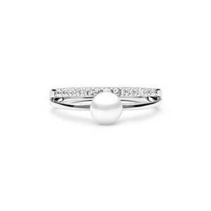 GAURA Stříbrný prsten s bílou perlou a zirkony - velikost 51 - GA4000W-51