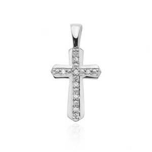 NUBIS® Diamantový přívěšek křížek, bílé zlato a brilianty - K-005-WG