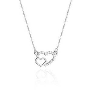NUBIS® Diamantový náhrdelník se srdíčky, bílé zlato a brilianty - C-023-WG