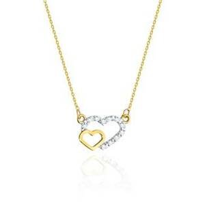 NUBIS® Diamantový náhrdelník se srdíčky, žluté a bílé zlato a brilianty - C-023-YG