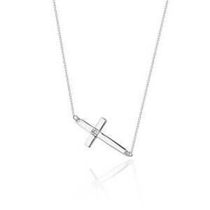 NUBIS® Diamantový náhrdelník křížek, bílé zlato a briliant - C-027-WG