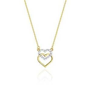NUBIS® Diamantový náhrdelník se srdíčky, žluté a bílé zlato a brilianty - C-025-YG