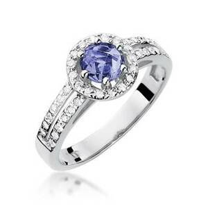 NUBIS® Zlatý prsten s diamanty a tanzanitem - W-087WTA