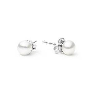 NUBIS® Stříbrné perlové náušnice - bílé přírodní perly - NBP001-6W