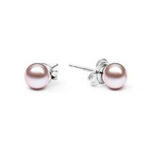 NUBIS® Stříbrné perlové náušnice - růžovofialové přírodní perly - NBP001-6V