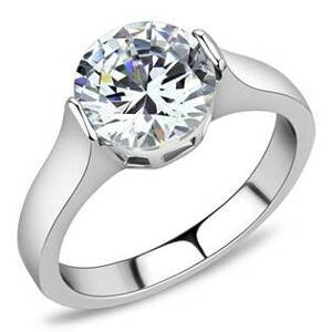 Šperky4U Ocelový prsten se zirkonem - velikost 62 - AL-0056-62