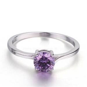 NUBIS® Stříbrný prsten s fialovým zirkonem - velikost 49 - NB-5076-49