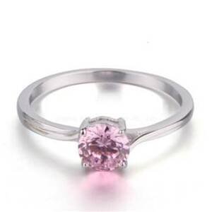 NUBIS® Stříbrný prsten s růžovým zirkonem - velikost 60 - NB-5075-60