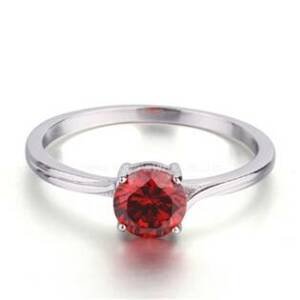 NUBIS® Stříbrný prsten s červeným zirkonem - velikost 58 - NB-5074-57