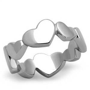 Šperky4U Ocelový prsten se srdíčky - velikost 55 - AL-0057-55