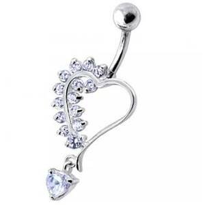 Šperky4U Stříbrný piercing do pupíku - srdíčko - BP01312-TZ