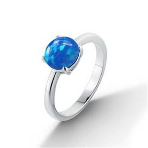 NUBIS® Stříbrný prsten s modrým opálem - velikost 58 - NB-5082-58