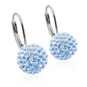 NUBIS® Stříbrné náušnice koule 8 mm s krystaly Crystals from Swarovski® Light Blue - NBS001-LB