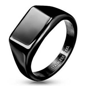 Spikes USA Černý ocelový prsten s možností rytiny - velikost 52 - OPR1860-52