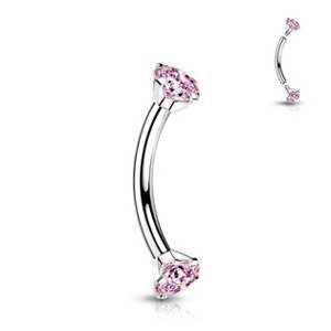 Šperky4U Piercing do obočí TITAN, 1,2 x 8 mm, barva: růžová - TIT1131P-12083