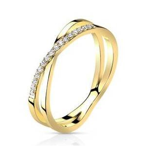Šperky4U Ocelový prsten s čirými zirkony - velikost 50 - OPR1864GD-50