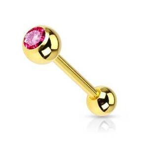 Šperky4U Pozlacený piercing do jazyku - kamínek - PJ01030-F