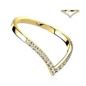 Šperky4U Ocelový prsten špička s čirými zirkony - velikost 52 - OPR1870GD-52