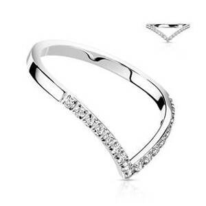 Šperky4U Ocelový prsten špička s čirými zirkony - velikost 52 - OPR1870ST-52
