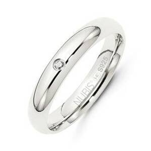 NUBIS® NB101-4-ZR Stříbrný prsten šíře 4 mm, zirkon - velikost 48 - NB101-4-ZR-48