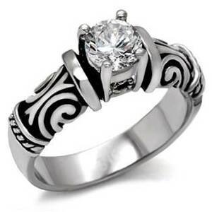 Šperky4U Ocelový prsten se zirkonem - velikost 60 - AL-0108-60