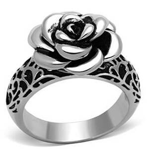 Šperky4U Ocelový prsten s ornamenty a růží - velikost 52 - AL-0094-52