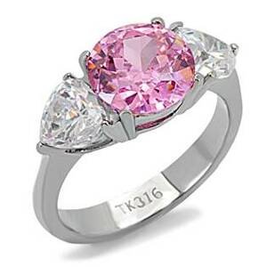 Šperky4U Ocelový prsten se růžovým kamenem - velikost 55 - AL-0104-55
