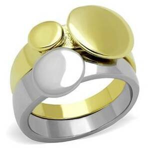 Šperky4U Dvojitý zlacený/lesklý ocelový prsten - velikost 60 - AL-0084-60
