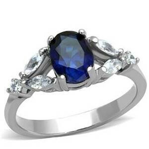 Šperky4U Ocelový prsten s modrým kamenem - velikost 60 - AL-0100-60
