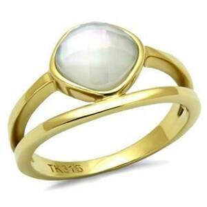 Šperky4U Ocelový prsten s mléčným kamenem - velikost 57 - AL-0106-57