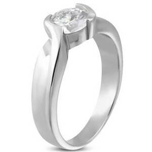 Šperky4U Ocelový prsten se zirkonem, vel. 50 - velikost 50 - OPR1090-50