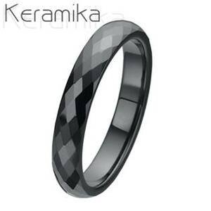 NUBIS® Keramický prsten černý, šíře 4 mm - velikost 75 - KM1002-4-75
