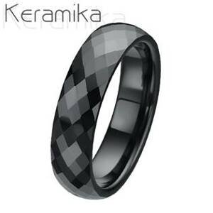 NUBIS® Keramický prsten černý, šíře 6 mm - velikost 74 - KM1002-6-74