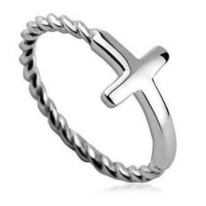 Šperky4U Stříbrný prsten kříž - velikost 51 - ZB82014-51