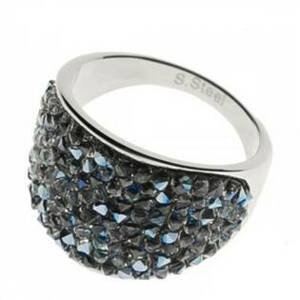 AKTUAL, s.r.o. Ocelový prsten s krystaly Crystals from Swarovski®, BLUELIZED - velikost 59 - LV1001-BLU-59
