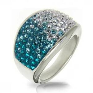 AKTUAL, s.r.o. Ocelový prsten s krystaly Crystals from Swarovski®, BLUE ZIRCON - velikost 56 - LV1020-BZ-56