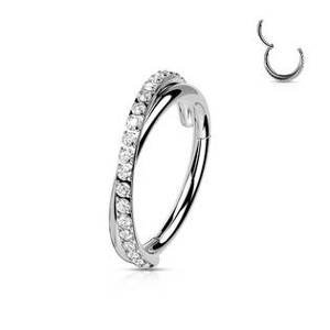 Šperky4U Segment kruh s překřížením - helix / cartilage / tragus piercing 1,2 x 8 mm - NS0055