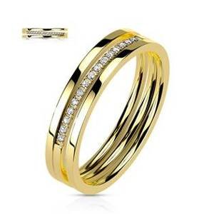 Šperky4U Zlacený ocelový prsten - velikost 60 - OPR1884-60
