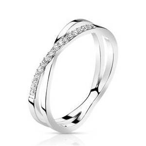 Šperky4U Ocelový prsten s čirými zirkony - velikost 52 - OPR1881-52