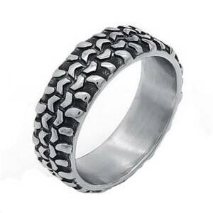 Šperky4U Pánský ocelový prsten pneumatika - velikost 57 - OPR1888-57