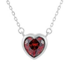 NUBIS® Stříbrný náhrdelník srdce červené - NB-2197