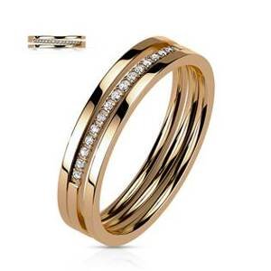 Šperky4U Zlacený ocelový prsten - velikost 49 - OPR1892-49