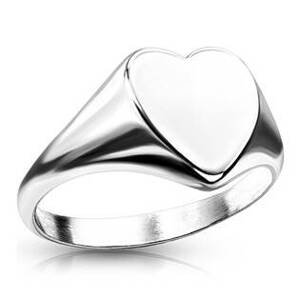 Spikes USA Ocelový prsten srdce s možností rytiny - velikost 55 - OPR1893-55