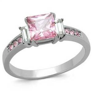 Šperky4U Ocelový prsten s růžovými kameny - velikost 50 - AL-0113-50