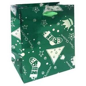 Šperky4U Vánoční dárková taška - zelená - KR0410-G