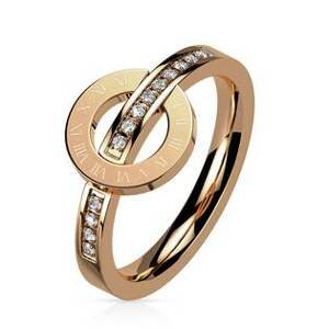 Šperky4U Zlacený ocelový prsten - velikost 49 - OPR1895-49