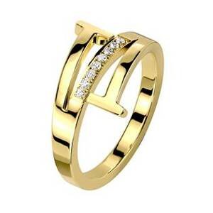 Šperky4U Zlacený ocelový prsten - velikost 52 - OPR1898-52