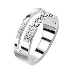 Šperky4U Ocelový prsten se zirkony - velikost 52 - OPR1900-52